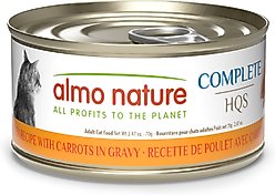 Almo Nature HQS Complete Chicken Recipe with Carrots Grain-Free Canned Cat Food, 2.47-oz, case of 12