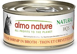 Almo Nature HQS Natural Tuna & Shrimp in Broth Grain-Free Canned Cat Food, 2.47-oz, case of 24