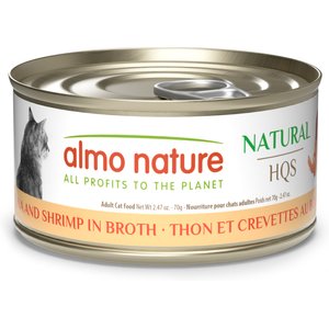 Almo Nature HQS Natural Tuna & Shrimp in Broth Grain-Free Canned Cat Food, 2.47-oz, case of 24