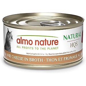 Almo Nature HQS Natural Tuna & Cheese in Broth Grain-Free Canned Cat Food, 2.47-oz, case of 24