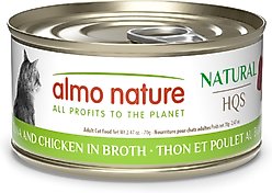 Almo Nature HQS Natural Tuna & Chicken in Broth Grain-Free Canned Cat Food, 2.47-oz, case of 24