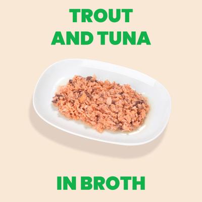 Show full view: Almo Nature HQS Natural Trout & Tuna in Broth Grain-Free Canned Cat Food, 2.47-oz, case of 24 slide 3 of 11