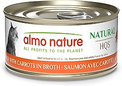 Almo Nature HQS Natural Salmon with Carrots in Broth Grain-Free Canned Cat Food, 2.47-oz, case of 24