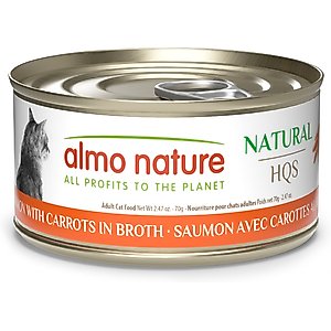 Almo Nature HQS Natural Salmon with Carrots in Broth Grain-Free Canned Cat Food, 2.47-oz, case of 24