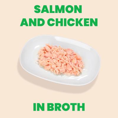 Show full view: Almo Nature HQS Natural Salmon & Chicken in Broth Grain-Free Canned Cat Food, 2.47-oz, case of 24 slide 3 of 12
