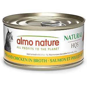 Almo Nature HQS Natural Salmon & Chicken in Broth Grain-Free Canned Cat Food, 2.47-oz, case of 24