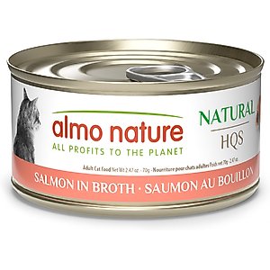 Almo Nature HQS Natural Salmon in Broth Grain-Free Canned Cat Food, 2.47-oz, case of 24