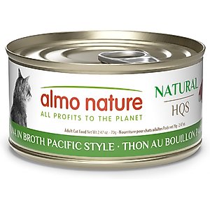 Almo Nature HQS Natural Tuna in Broth Pacific Style Grain-Free Canned Cat Food, 2.47-oz, case of 24