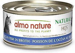 Almo Nature HQS Natural Ocean Fish in Broth Grain-Free Canned Cat Food, 2.47-oz, case of 24