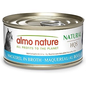Almo Nature HQS Natural Mackerel in Broth Grain-Free Canned Cat Food, 2.47-oz, case of 24