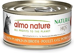 Almo Nature HQS Natural Chicken with Pumpkin in Broth Grain-Free Canned Cat Food, 2.47-oz, case of 24