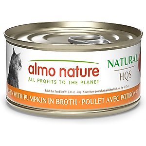 Almo Nature HQS Natural Chicken with Pumpkin in Broth Grain-Free Canned Cat Food, 2.47-oz, case of 24