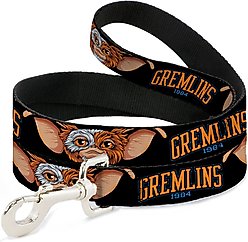 Buckle-Down Warner Bros. Gremlins 1984 Gizmo Face Close Up Polyester Dog Leash, Black, 4-ft long, 1-in wide