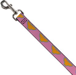 Buckle-Down DC Comics Wonder Woman Logo Polyester Dog Leash, Pink, 6-ft long, 1-in wide slide 2 of 2