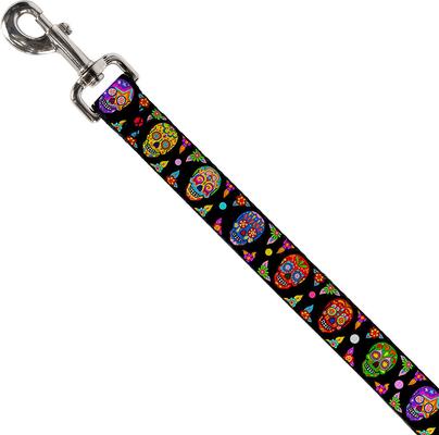 Show full view: Buckle-Down Thaneeya McArdle Colorful Calaveras Polyester Dog Leash, Black, 6-ft long, 1-in wide slide 2 of 2