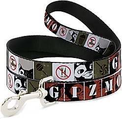 Buckle-Down Warner Bros. Gremlins Gizmo Poses Rules Blocks Polyester Dog Leash, 4-ft long, 1-in wide