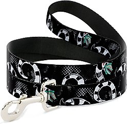 Buckle-Down Warner Bros. Beetlejuice Sandworm Healftone Repeat Polyester Dog Leash, Black, 4-ft long, 1-in wide