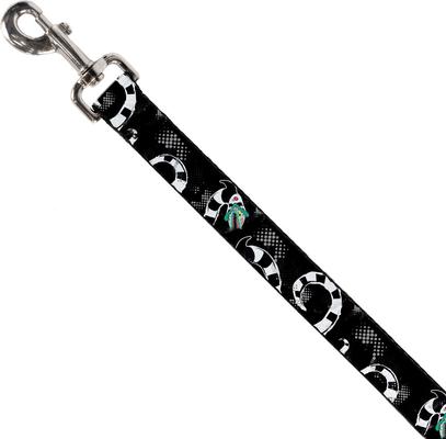 Show full view: Buckle-Down Warner Bros. Beetlejuice Sandworm Healftone Repeat Polyester Dog Leash, Black, 6-ft long, 1-in wide slide 2 of 2
