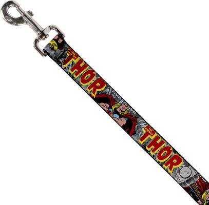 Show full view: Buckle-Down Marvel Comics The Mighty Thor Action Poses Polyester Dog Leash, Grey, 6-ft long, 1-in wide slide 2 of 2