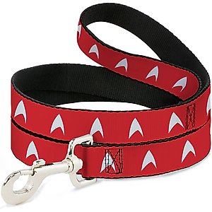 Buckle-Down Star Trek Starfleet Insignia Polyester Dog Leash, Red, 4-ft long, 1-in wide