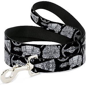 Buckle-Down Star Wars Ships & Vehicles Polyester Dog Leash, Black, 6-ft long, 1-in wide