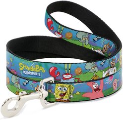 Buckle-Down SpongeBob & Friends Logo Polyester Dog Leash, Blue, 6-ft long, 1-in wide