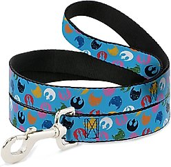 Buckle-Down Star Wars Jedi Order & Rebel Alliance Icons Scattered Polyester Dog Leash, Blue, 6-ft long, 1-in wide