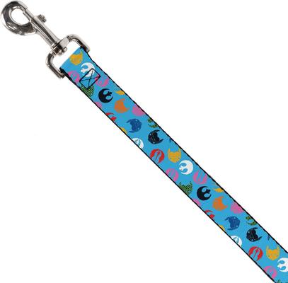 Show full view: Buckle-Down Star Wars Jedi Order & Rebel Alliance Icons Scattered Polyester Dog Leash, Blue, 4-ft long, 1-in wide slide 2 of 2