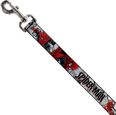 Show full view: Buckle-Down Marvel Comics Spider Man Action Poses Comic Scenes Polyester Dog Leash, White, 4-ft long, 1-in wide slide 3 of 3
