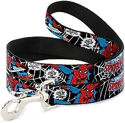 Buckle-Down Marvel Comics Spider Man In Action Polyester Dog Leash, Black, 4-ft long, 1-in wide