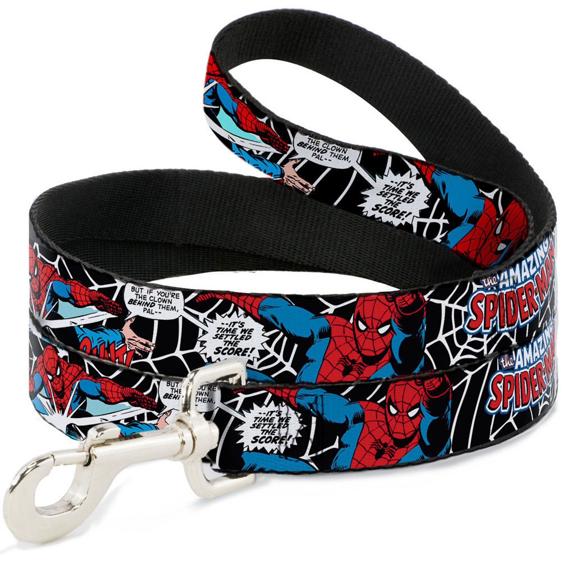 Buckle-Down Marvel Comics Spider Man In Action Polyester Dog Leash, Black, 4-ft long, 1-in wide