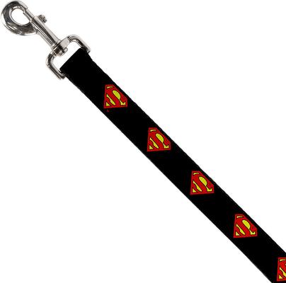 Show full view: Buckle-Down DC Comics Superman Shield Polyester Dog Leash, Black, 6-ft long, 1-in wide slide 2 of 2