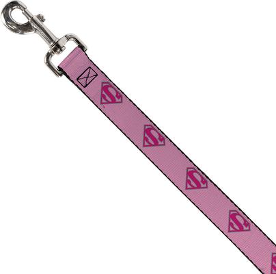 Show full view: Buckle-Down DC Comics Superman Shield Polyester Dog Leash, Pink, 6-ft long, 1-in wide slide 2 of 2