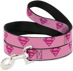Buckle-Down DC Comics Superman Shield Polyester Dog Leash, Pink, 6-ft long, 1-in wide