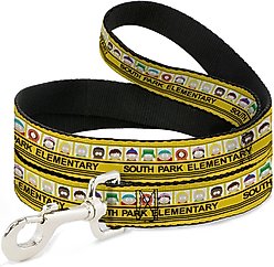 Buckle-Down South Park Elementary School Bus Characters Pose Polyester Dog Leash, Yellow, 6-ft long, 1-in wide