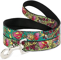 Buckle-Down DC Comics Supergirl Tattoo Scene Polyester Dog Leash, Green, 6-ft long, 1-in wide
