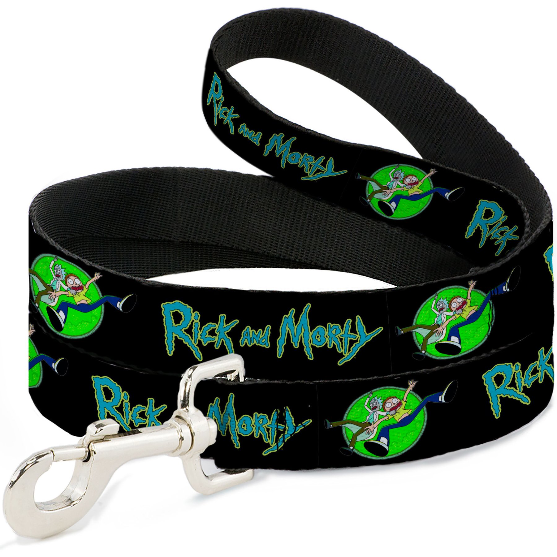 Buckle-Down Rick & Morty Title Logo & Portal Pose Polyester Dog Leash, 6-ft long, 1-in wide