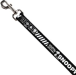 Buckle-Down Peanuts Snoopy Care Symbols 100% Polyester Dog Leash, Black, 4-ft long, 1-in wide slide 2 of 2
