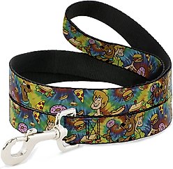 Buckle-Down Scooby Doo & Shaggy Poses Munchies Tie-Dye Polyester Dog Leash, 6-ft long, 1-in wide