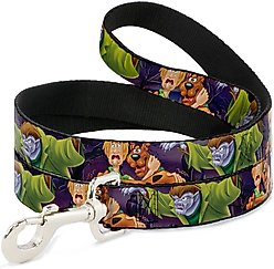 Buckle-Down Scooby Doo Scooby Shaggy Hugging Werewolf Man Polyester Dog Leash, Purple, 6-ft long, 1-in wide