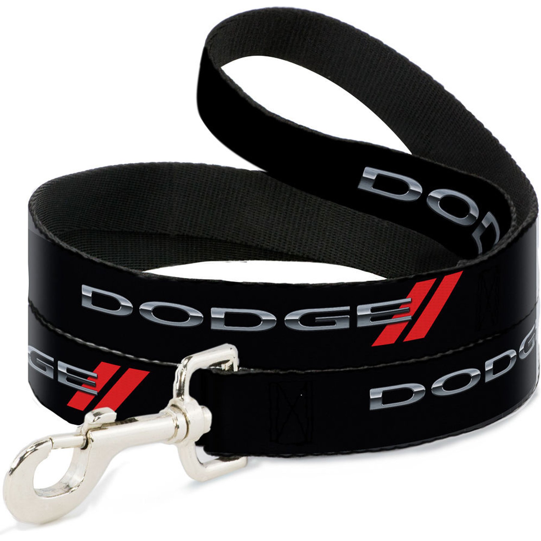 Buckle-Down Dodge Red Rhombus Repeat Polyester Dog Leash, Black, 4-ft long, 1-in wide