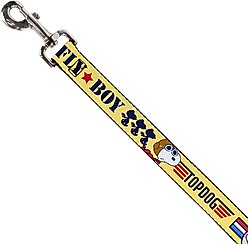 Buckle-Down Peanuts Snoopy Fly Boy Top Dog Flying Ace Polyester Dog Leash, Yellow, 6-ft long, 1-in wide slide 2 of 2