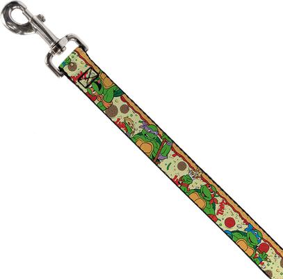 Show full view: Buckle-Down Classic TMNT Turtle Pizza Polyester Dog Leash, Yellow, 6-ft long, 1-in wide slide 2 of 2