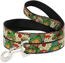 Buckle-Down Classic TMNT Turtle Pizza Polyester Dog Leash, Yellow, 6-ft long, 1-in wide slide 1 of 2