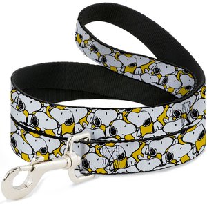 Buckle-Down Peanuts Snoopy Pose Stacked Polyester Dog Leash, Yellow, 4-ft long, 1-in wide