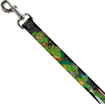 Show full view: Buckle-Down Ninja Turtles Group Pose In Sewer TMNT Logo Polyester Dog Leash, Green, 6-ft long, 1-in wide slide 2 of 2