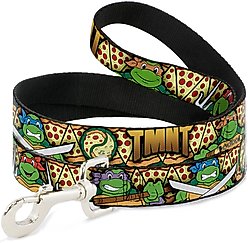 Buckle-Down Ninja Turtles Turtle Poses Pizza Slices Polyester Dog Leash, 6-ft long, 1-in wide