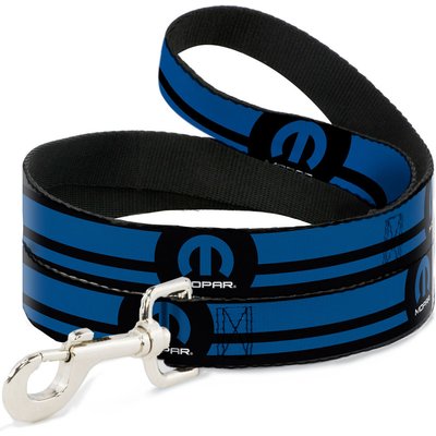 Buckle-Down Buckle-Down Mopar Logo Stripe Polyester Dog Leash, Blue, 6-ft long, 1-in wide