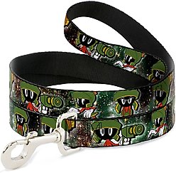Buckle-Down Looney Tunes Marvin the Martian 4 Poses Galaxy Polyester Dog Leash, Green, 6-ft long, 1-in wide