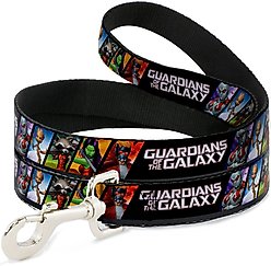Buckle-Down Marvel Comics Guardians of the Galaxy Character Pose Blocks Polyester Dog Leash, Black, 6-ft long, 1-in wide